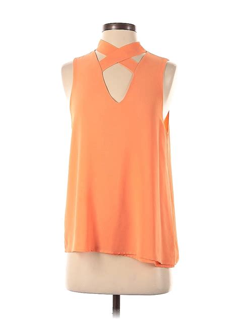 Naked Zebra 100 Polyester Orange Sleeveless Blouse Size S 47 Off