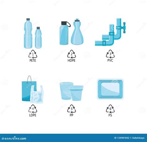 Vector Plastics Type Containers Package Bottle Set Stock Vector