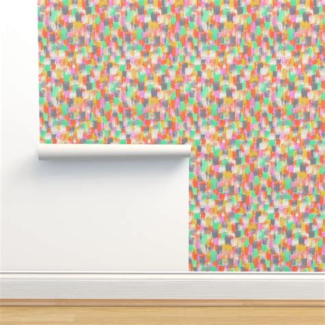 Rainbow Paint Splotches Orange Crushjpg Wallpaper | Spoonflower