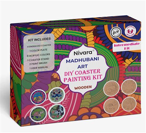 Nivara Madhubani Painting Kit Tea Coasters With Stand Art And Craft