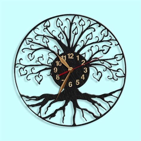 Grande Horloge Murale Arbre De Vie Sans Tic Tac En Bois 12 Etsy