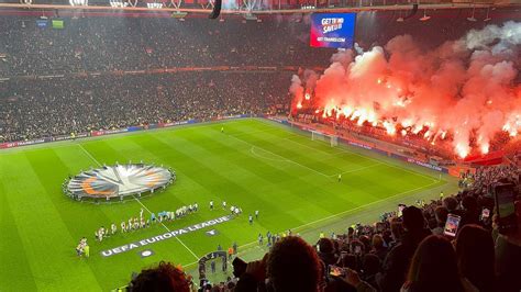 AJAX LAZIO 3 1 PYROS And EUROPA LEAGUE ANTHEM YouTube