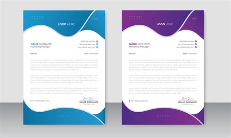 Professional Business Letterhead Design Template With Two Color Scheme