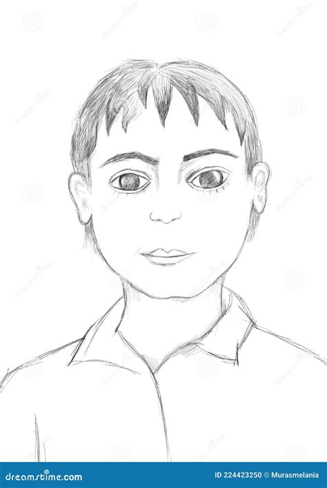 Hand Drawn Face of a Boy. Sketch of a Kid Stock Photo - Image of ...