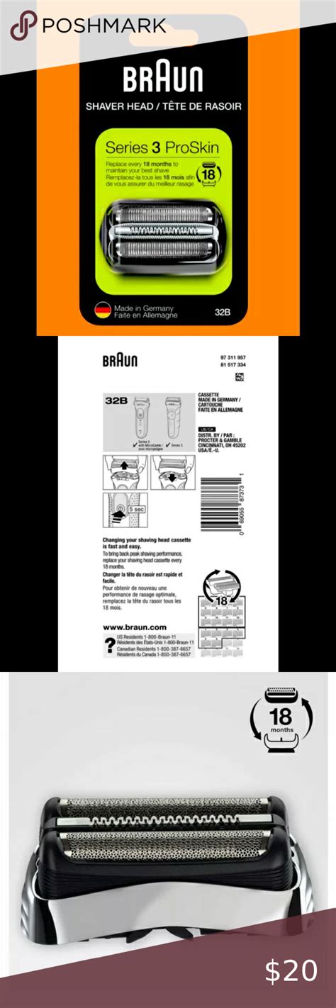 Braun 32b Series 3 Oem Foil And Cutter Replacement Head Compatible W Models 3000 Foil Cutter