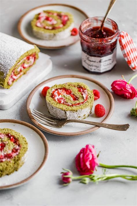 Raspberry Matcha Roll Cake (Matcha Roll Cake Recipe) - A Beautiful Plate