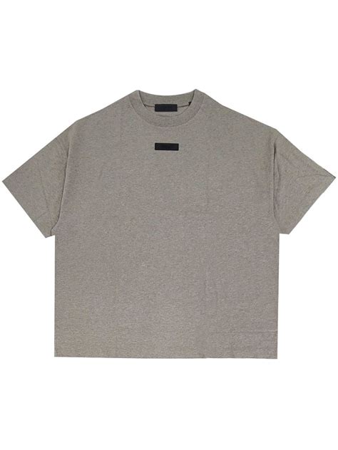 Fear Of God Essentials Logo Appliqu Cotton T Shirt Grey Farfetch Uk