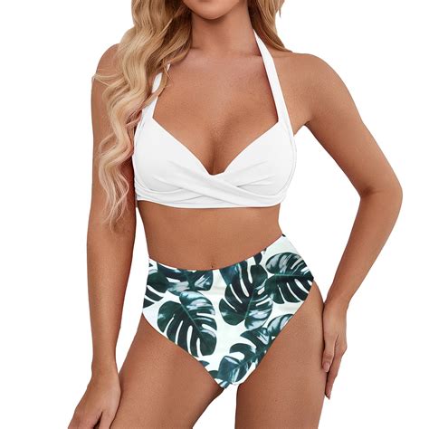 Wedfrse Bikini Sets For Women Two Piece Swimsuit Lady High Waist Halter