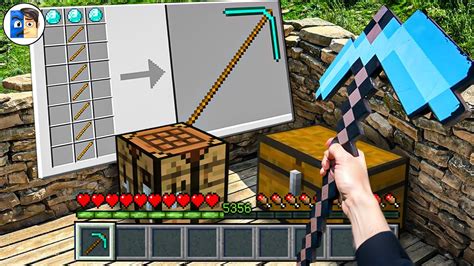 Minecraft In Real Life Pov Longest Pickaxe In Realistic Minecraft Rtx 創世神第一人稱真人版 Youtube