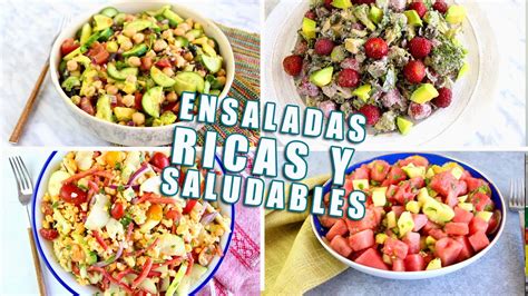 4 Ensaladas Ricas FÁciles Y Saludables Youtube