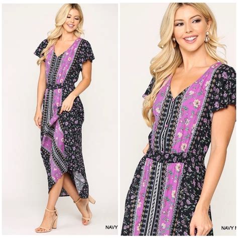 GIGIO Dresses Last Onegorgeous Boho Chic Navy Blue Maxi Dress