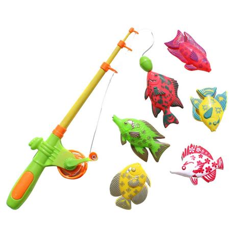 lzndeal 6Pcs Children'S Magnetic Fishing Toy Plastic Fish Outdoor ...