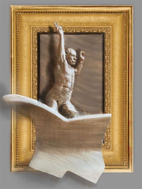 A Sculpture Of A Man In A Bathtub With His Arms Up And Legs Spread Out