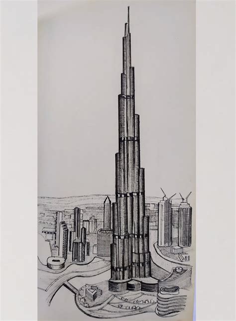 Discover More Than 82 Burj Khalifa Sketch Best Seven Edu Vn