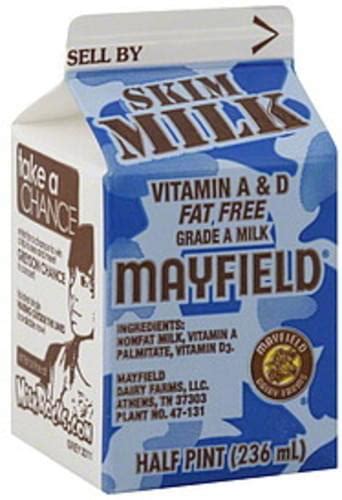 Mayfield Skim Fat Free Milk 0 5 Pt Nutrition Information Innit