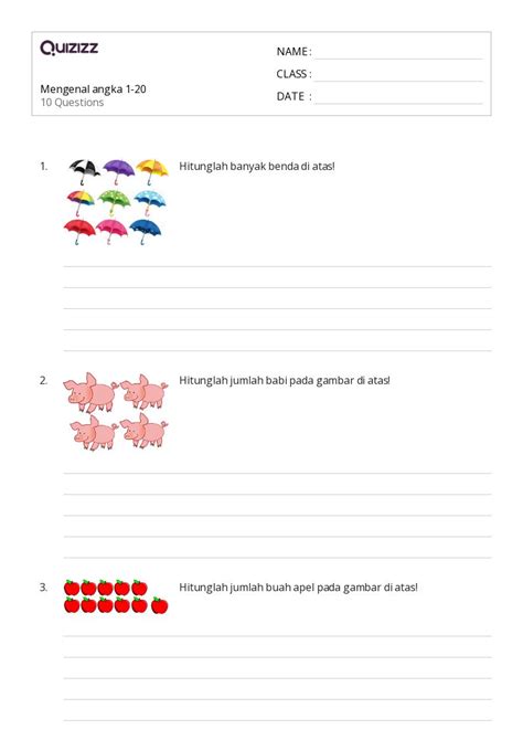 Lembar Kerja Mengidentifikasi Angka Untuk Kelas Di Quizizz