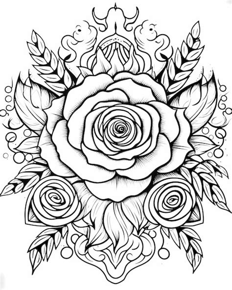 Premium Ai Image Rose Mandala Harmony Coloring Book Style With Thick