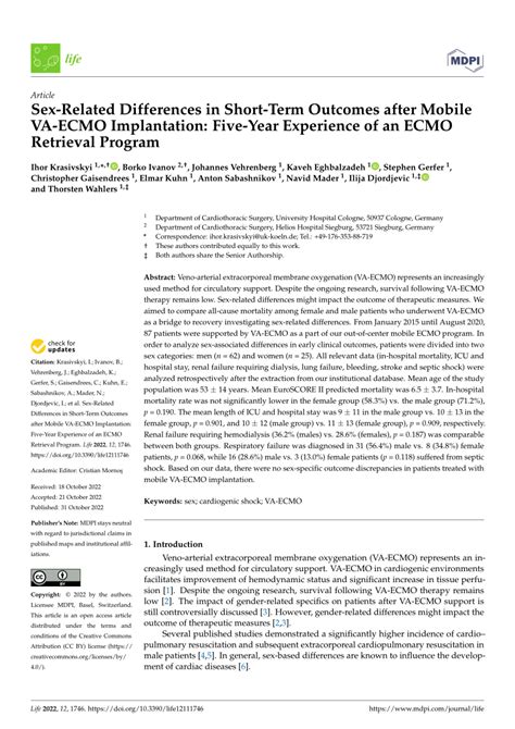 Pdf Sex Related Differences In Short Term Outcomes After Mobile Va