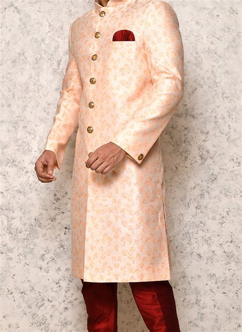 Buy Indian Ethnic Clothing Raksha Bandhan Peach Men Sherwanis