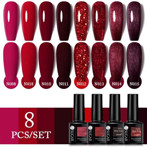 UR Sugar Red Elegance UV LED 7 5 Ml Szett 8 Db Os Szett Palota Nails