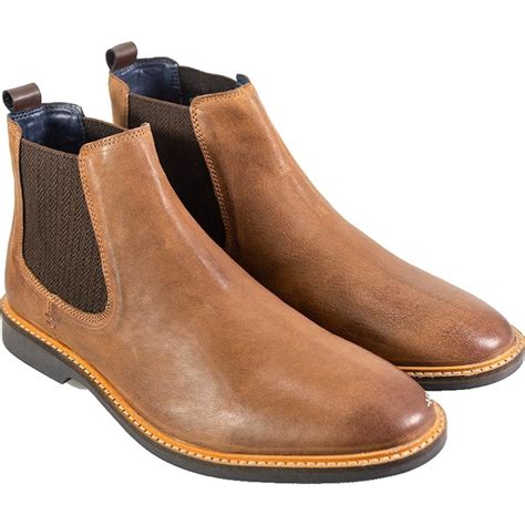 Cavani Mens Arizona Ankle Faux Leather Chelsea Boots Tan