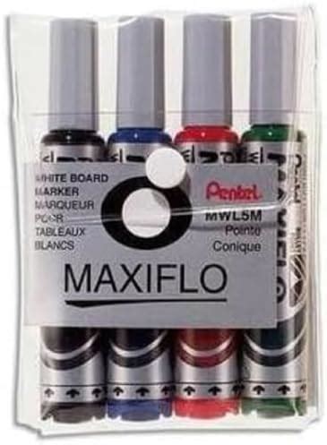 Pentel Maxiflo Pochette Marqueurs Tableau Blanc Pointe Ogive Large