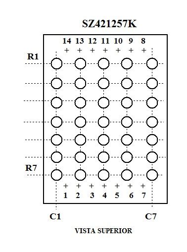 MODULO MATRIZ DE LEDS 7X5 ANODO COMUN A COLUMNA SZ421257K LEDS DE 3 MM