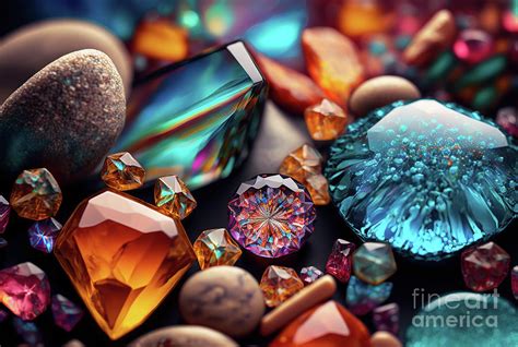 Jewels Mineral Gems And Crystals Close Up Background Generative Ai