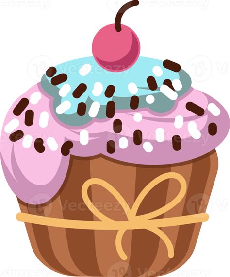 Free Pink And Light Blue Chocolate Cupcake With Sprinkles And A Cherry