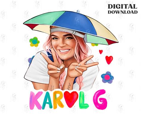 Karol G Png With Umbrella Hat And Pink Hair Manana Sera Etsy