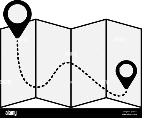 Mapa Con Pins Ruta Abstracta Y Símbolo De Ubicación Ilustración