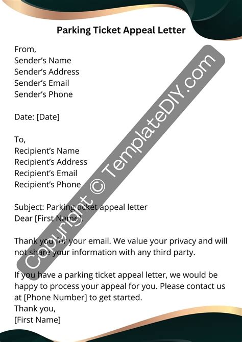 Parking Ticket Appeal Letter Sample Template in Pdf, Word