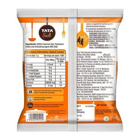 Tata Vacuum Evaporated Iodised Salt Packaging Size 1Kg At Rs 18 Kg In