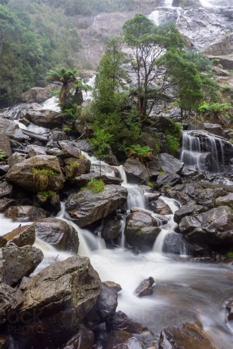 Image Of Water Flowing Over Rocks At St Columba Falls Austockphoto