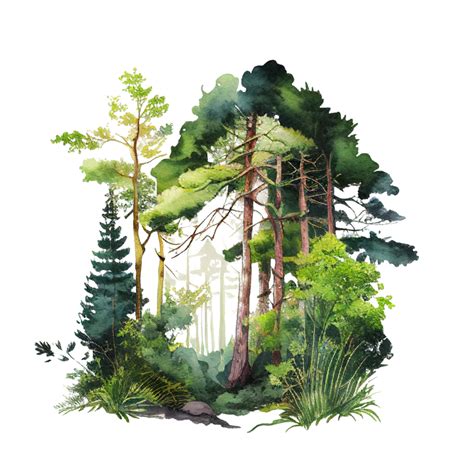 Watercolor Forest Tree Clipart Ai Generative 24177452 Png