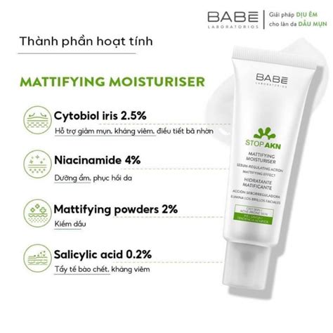 Kem dưỡng kiềm dầu trị mụn Babe stop akn mattifying moisturiser Dr Da liễu của bạn
