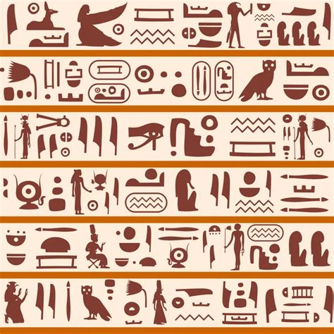 Vector Seamless Pattern With Ancient Egyptian Hieroglyphs Stock Vector