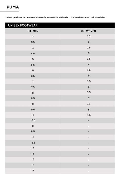 Puma Tights Size Chart Atelier Yuwa Ciao Jp