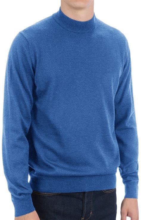 Toscano Mock Turtleneck Sweater Italian Merino Wool 19 Sierra