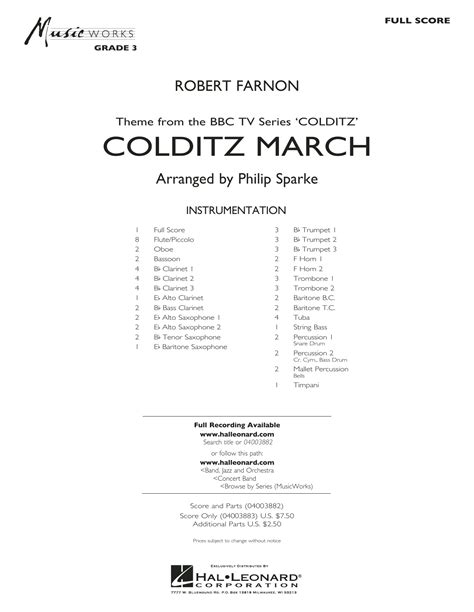 Colditz March Arr Philip Sparke Conductor Score Full Score By Robert Farnon Sheet Music