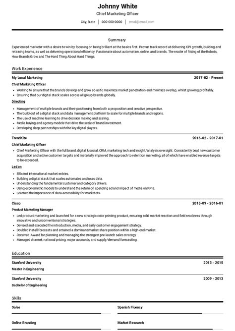 Chief Marketing Officer Resume Samples and Templates | VisualCV