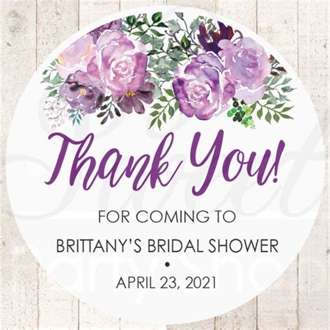 Bridal Shower Sticker Favors Purple Floral Wedding Favor Stickers