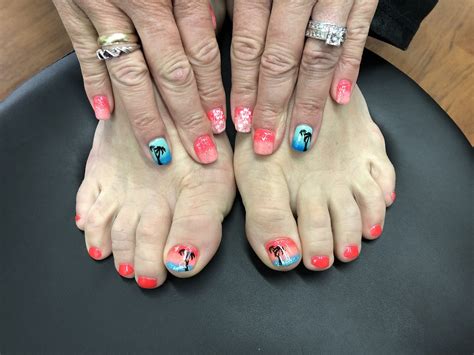 Matching Mani Pedi Tropical Vacation Gel Nails Holiday Nails