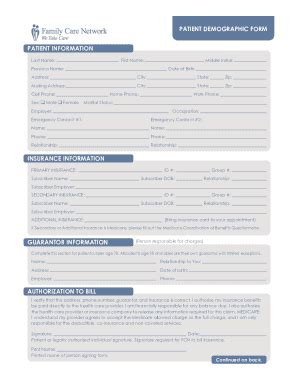 Fillable Online INTAKE FORM UPDATES DEMOGRAPHIC INSURANCE Fax Email