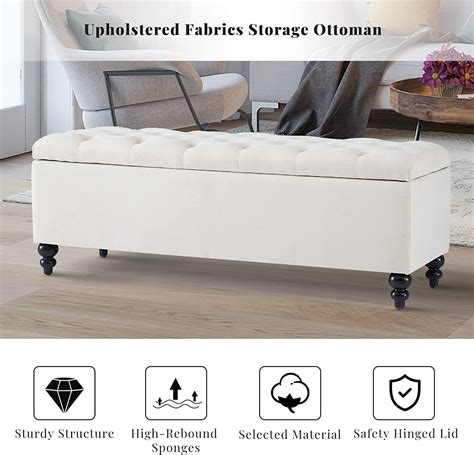 Gericco Upholstered Ottoman Bench Fabric Button Tufted Storage