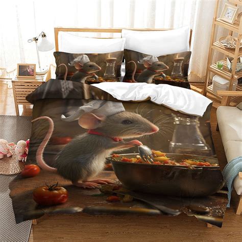 Duvet Cover Set Cartoon Rat Mouse Printed Bedspreads Teen Adult High Quality Bedding Set