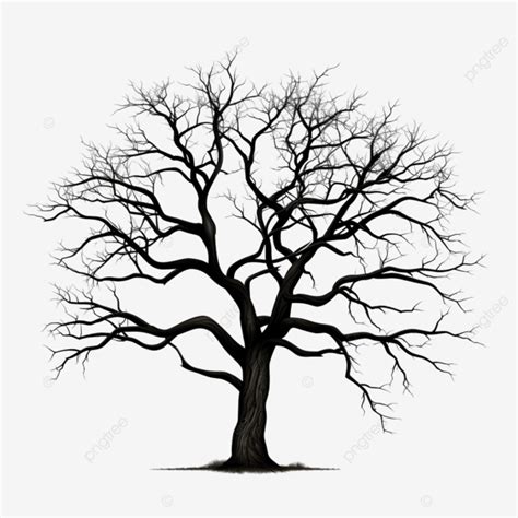 Silhouette Of A Leafless Tree Isolated Png File Transparent Trunk