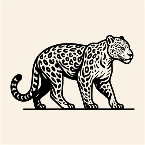 Um Leopardo Mostrado Em Um Desenho Preto E Branco Leopardo Vector