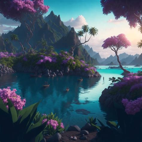 Premium Ai Image A Dreamlike Paradise With A Photorealistic K Render