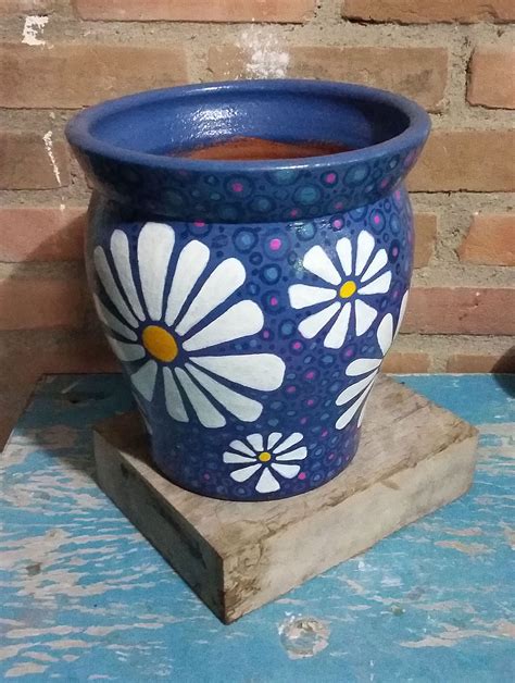 Vaso Barro Cer Mica Pintura Leo R Potes De Mosaico Vasos Vasos